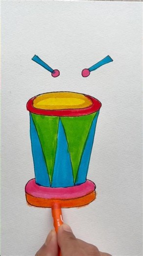 Kids Drawing Ideas 💡 Dhol 🪘 #shorts #kidsvideos #anaya #kids #kidsdrawing