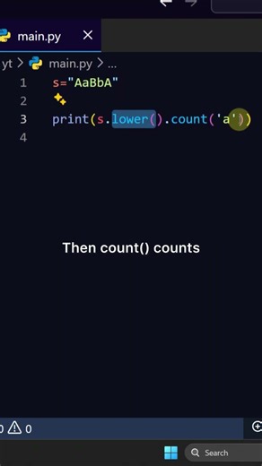 Count characters ignoring case #coding #python #programming