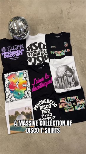 We have loads of disco-inspired T-shirts, from the Psychedelic Disco 1972 collection to Disco Laboratories, featuring oversized disco balls in surreal places. Go have a look! #disco #discoball #psychedelic #streetwear #festivalfashion