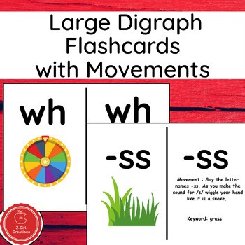 Consonant Digraph Flashcards Movements and Pictures Phonics Activity  K-1st