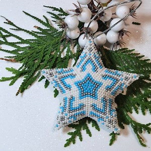 3D Peyote Beaded Star. Christmas tree toy, home party decor, beaded christmas decoration, Christmas garland, 3D beaded star, winter decor