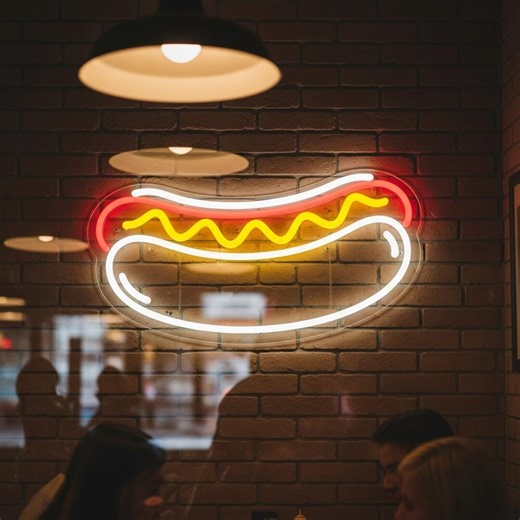Hot Dog Neon Sign Kitchen Diner Food Truck Fast Food Wall Decor - Etsy