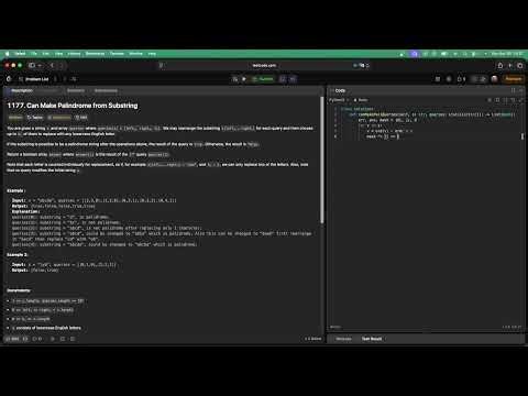 No Sound Leetcode 1177: Can Make Palindrome from Substring
