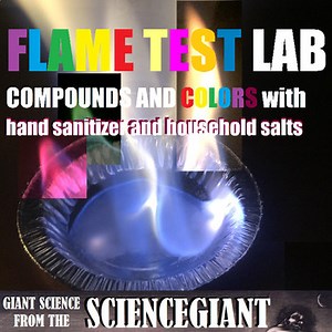 Flame Test Lab of Compounds and Colors with hand sanitizer and household salts