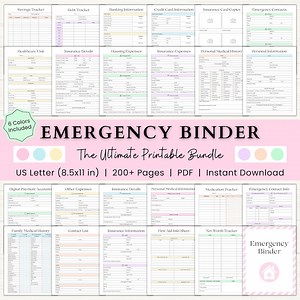 Emergency Binder Printable | End of Life Planner | Household Survival Binder | Family Emergency Planner | What If Binder | PDF | 6 Colors - Etsy