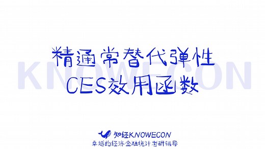【知经】精通常替代弹性CES效用函数
