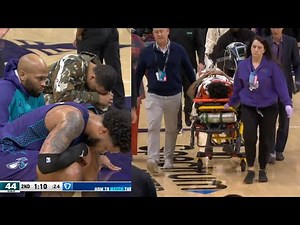 Jaylen Wells stretchered off court after scary fall onto head after dunk vs Hornets 😳