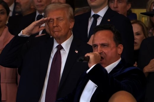 Opera singer Christopher Macchio performs the National Anthem during the inauguration of Donald Trump