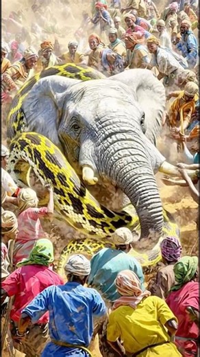 Shocking Shock - Giant Python Eats Wild Elephant #naturesurvival #snake #wildliferescue #wildlife