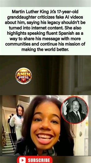 MLK's 17-Year-Old Granddaughter Criticizes Fake AI Videos of Him: "His Legacy. shorts