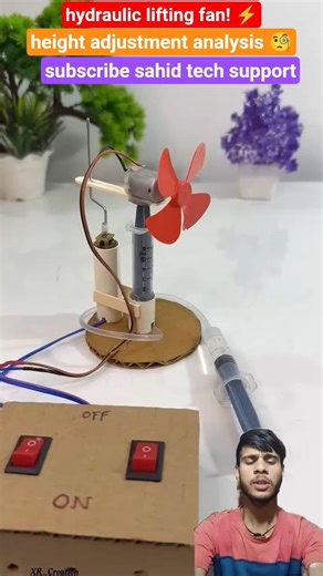 सिरिंज से कंट्रोल होने वाला पंखा! ⚡ hydraulic lifting fan diy | #shorts #diy #science