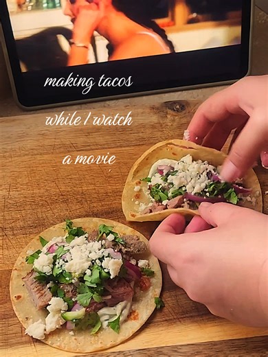 Pork tenderloin tacos while a movie plays in the background . . . #comfortfood #homecooking #dinnerideas #whatimaking #realfoodathome