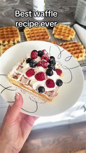 Crispy, fluffy, and homemade 🧇 The BEST waffle recipe ever! Try it and tell me how much you love it! #waffle #homemadewaffles #fyp #breakfastideas #brunchideas