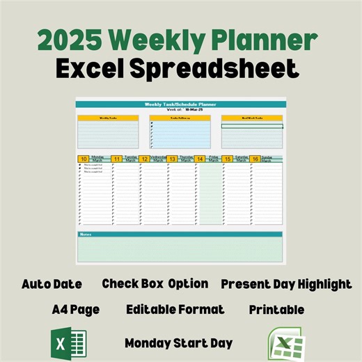 Daily or Weekly Schedule Planner, Excel Task Tracker, To-do List, Daily Schedule Spreadsheet, Simple Weekly Planner, Daily Checklist, - Etsy Australia