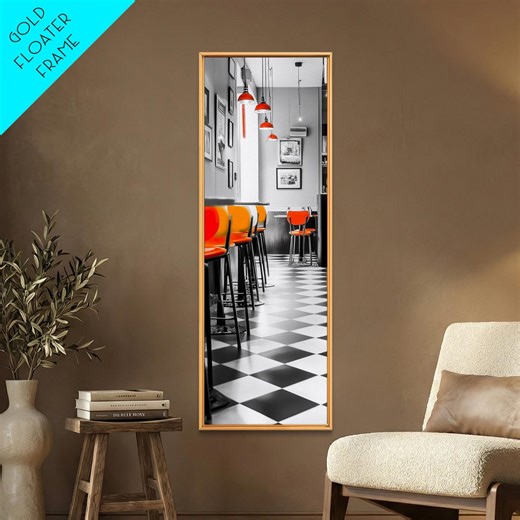 Retro Bar Scene, Modern Kitchen Art, Red Accent Decor, Canvas Print, Bold Urban Photography, Diner Wall Art, Midcentury Kitchen Wall Art - Etsy