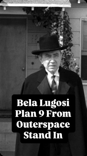 LovableHorrorAddiction on Instagram: "In Plan 9 from Outer Space (1959), Bela Lugosi appears posthumously in brief, silent stock footage shot by Ed Wood shortly before Lugosi’s August 1956 death. The scenes, featuring Lugosi as an old man mourning his wife, are abruptly inserted, often in daylight despite intended nighttime scenes. Due to Lugosi’s death, a chiropractor stand-in with a cape over his face replaced him, resulting in jarring continuity🦇🪐🎶 #plan9fromouterspace #iwantitallagraph #b