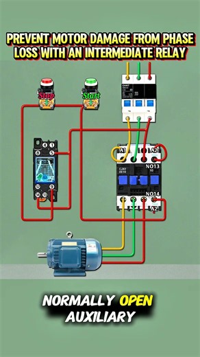 Prevent Motor Damage from Phase Loss with an Intermediate Relay💡⚡️ #diyelectrical #motor #phaseloss