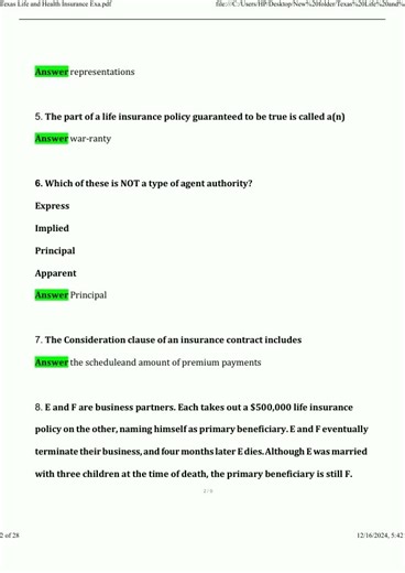 Texas Life and Health Insurance Exam 2025 Actual Questions and Answers 2025 2026 Verified Answers48