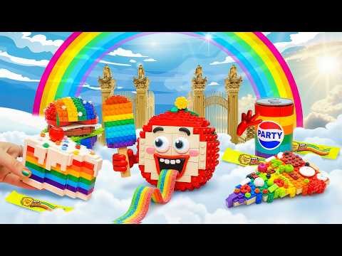 Comida LEGO | ¡Comiendo comida arcoíris LEGO en el paraíso! | LEGO Apu Funz