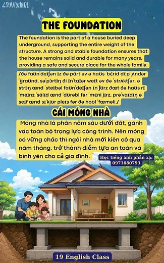 "Cái móng nhà" tiếng Anh là gì #vocabulary #toeic #ielts #hoctuvung #tuvungtienganh