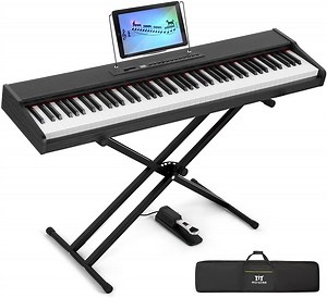 Mustar 88-Key Electronic Piano Semi Weighted Digital Keyboard with Stand, Pedal, Bag (Black) - Walmart.com