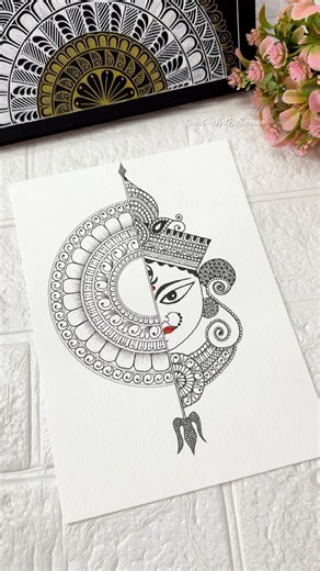 Durga Maa Mandala Art🙏🏻💖#shorts #shortsviral #mandala #art #navratri #drawing