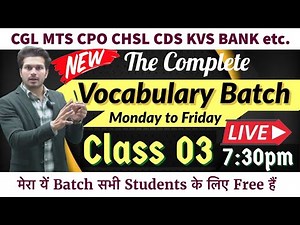 Class 03 The Complete Vocabulary Batch on YouTube by Jaideep Sir|CGL CPO CHSL MTS CDS..for all exams