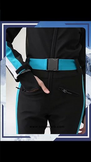 Women's Retro Belted Stripe Flare One Piece Ski Suit | 22-23 New Arrivals - Snowverb