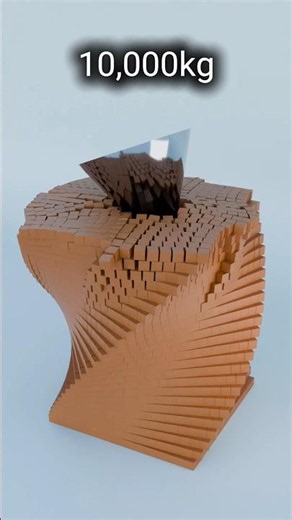 satisfying blender simulation falling cone vs 17000 cube | #blender #asmr #physics #simulation