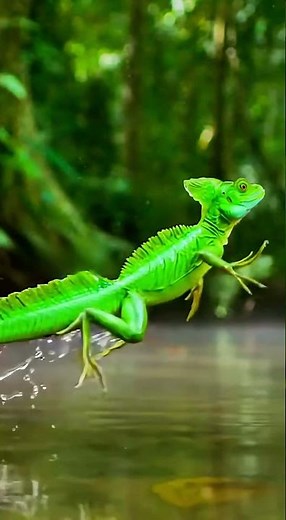 El truco secreto del lagarto para no hundirse en agua #asombroso #naturaleza