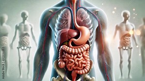 Comprehensive 3D Human Anatomy Animation - Detailed Visualization of Muscles, Bones, and Organs for Educational Use