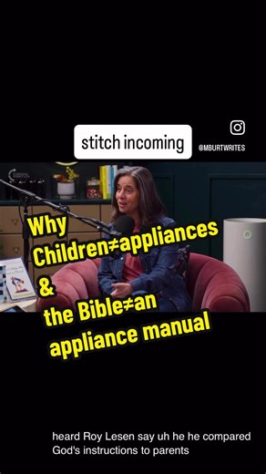 Listen to my full response to this week’s interview with @realalexclark and @ginger.hubbard on YouTube. 9 part stitches excerpted from that response incoming: 1/9: Is the Bible like an appliance user’s manual? 2/9: False dichotomies like gentle parenting vs biblical parenting 3/9: the 1970s spanking manuals 4/9: Catechizing children into the nouthetic 5/9: “the rod” ≠ “spanking” 6/9: Christian parenting experts must own their spanking advice 7/9: Christian parents have a choice 8/9: Apologizing 