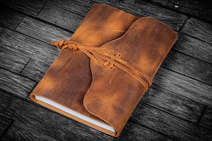 Refillable Leather Wrap Journal / Planner Cover - Crazy Horse Brown