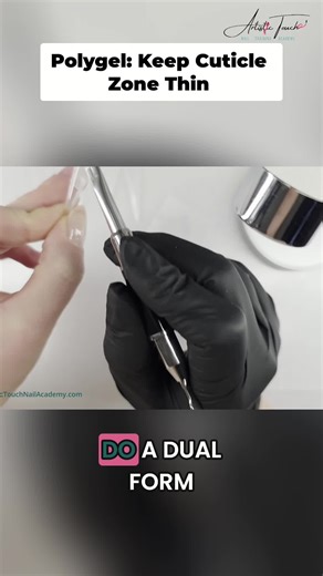 Polygel tip: Keep that cuticle zone FLAT. Start thin & work outwards—you don't want product overflowing! #PolygelNails #NailTips #DIYnails #NailHacks