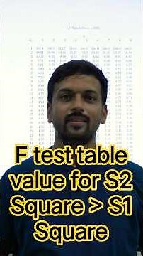 F-Test Table: Explained Simply for S2 Square greater than S1 Square case