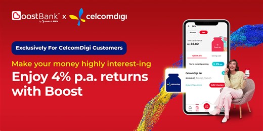 CelcomDigi Partners With Boost Bank To Offer 4% p.a. Interest On Savings For Customers
