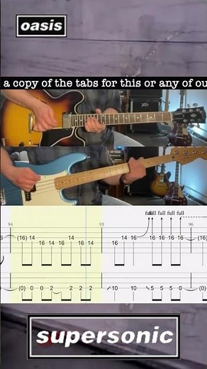 Supersonic - Oasis - Lead Guitar - Lesson - Rolling Tab - Demonstration