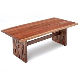 Reclaimed Trestle Natural Wood Dining Table