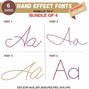 Hand Chain Stitch Font Dense Chain Machine Embroidery Designs, Script Font, A-Z Sorted, Monogram Fonts, 6 Sizes, BX Format, Instant Download - Etsy