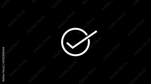 check mark on black background. Check mark symbol. approved tick mark icon, Check mark icon animation , right mark icon.