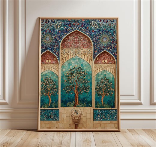 Persian Tile Art Print, Islamic Architecture Wall Art, Oriental Geometric Poster, Middle Eastern Decor, Cultural Heritage Design - Etsy UK