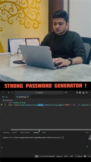 “Strong Password Generator! using Python” Python Trick #8 #coding #datascience #learnpython #python