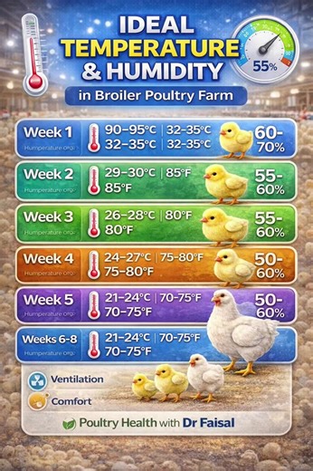 Ideal Temperature And Humidity Weekly In Broiler Farm #poultry #farm #managment #viralfyp #poultry_health_with_drfaisal