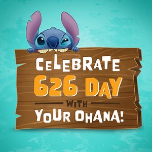 Aloha and Happy 626 Day! Celebrate with your Ohana and show off your love for Stitch, experiment 626! 💙 Use #ShareYourOhana! | Disney Store