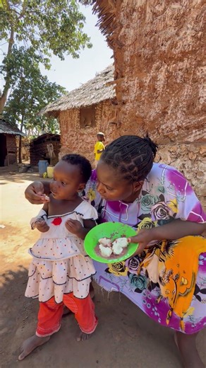 Mum Feeding Her Daughter Ugali and Octopus | Authentic African Village Life#shortsfeed #villagelife