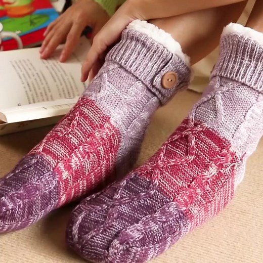 Just like stepping on clouds with our Knitted Cashmere Slipper Home Socks!☁️Non-slip all over the bottom of socks for women or the elderly to prevent falls, Perfect for chilly days around the house.😎Your new best friend for staying warm and stylish.😍 | Calmsteady-j