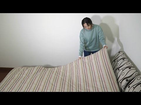教你套被子最快的方法，10多斤厚被子，一个人1分钟就能轻松搞定