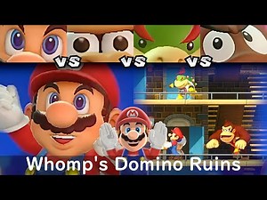 Super Mario Party Mario vs Donkey Kong vs Bowser Jr vs Goomba #111 Whomp's Domino Ruins