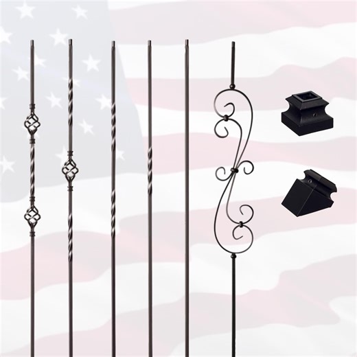 Black Iron Stair Baluster: Twist & Basket Spindles, Satin Black/oil Rubbed Bronze - Etsy