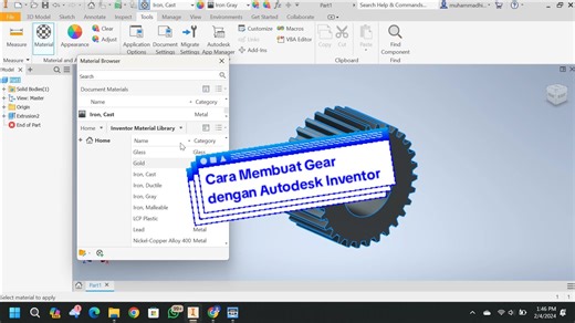 Cara Membuat Gear dengan Autodesk Inventor